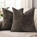 decorUhome Textured Chenille Throw Pillow Covers 26x26 Set of 2 Dark Brown by decorUhome