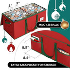 Simple Houseware 128 Christmas Ornament Storage Box with Adjustable Divider - Image 3