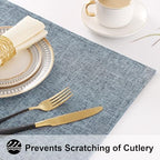 homing Faux Cotton Linen Placemats Set of 6, Cloth Dining Table Mats - Image 4