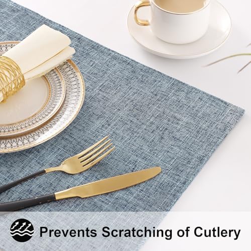 homing Faux Cotton Linen Placemats Set of 6, Cloth Dining Table Mats - Image 4