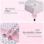 CPC Pink Sapphire Block Print 100% Cotton Rectangle Tablecloth 54x54 Inch - Image 4
