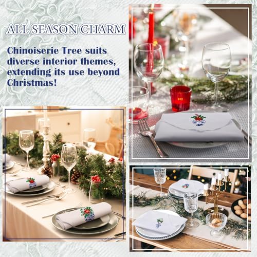 HunnmingRe 12 Pcs Christmas Blue and White Cloth Napkins, 17x17 Inch - Image 4