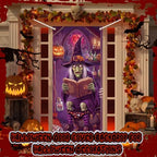 Preboun 6 Pcs Halloween Door Cover, Spooky Witch Skeleton Hanging Banner, Bloody Handprint Entrance Backdrop, Horror Party Decorations for Home Wall Indoor Outdoor, 35 x 78 Inch - Image 6