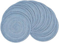 SHACOS Round Braided Placemats Set of 8 Circle Place Mats Cotton Polyester Kitchen Table Mats for Dining Table Wedding Party Decor (Blue Gray, 8) by SHACOS