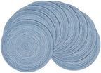 SHACOS Round Braided Placemats Set of 8 Circle Place Mats Cotton Polyester Kitchen Table Mats for Dining Table Wedding Party Decor (Blue Gray, 8) by SHACOS