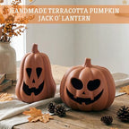 Tioncy Halloween Decor Terracotta Jack O Lantern Pumpkin Decor,Brown - Image 3