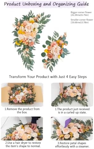 Wedding Welcome Signs Floral(Pack of 2)，Wedding Arch Flowers for Wedding Decorations and Reception Backdrop Decoration (New Champagne) - Image 6