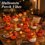 8 PCS Faux Pumpkins Mini Artificial Pumpkins for Fall Halloween Thanksgiving Holiday Home Mantel Tabletop Painting Decorations - Image 5