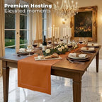 Signature Linen™ by D'Moksha, Rust Table Runner 120 Inches Long, 100% Pure Linen, Hemstitch, 14 x 120 Inch Table Runner for Dresser, Dining- Fall, Weddings, Outdoor Hosting - Image 3