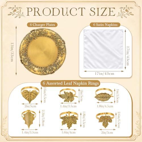 18 Pcs Antique Gold Charger Plate Set, 13 in Plastic Plate Bulk - Image 2