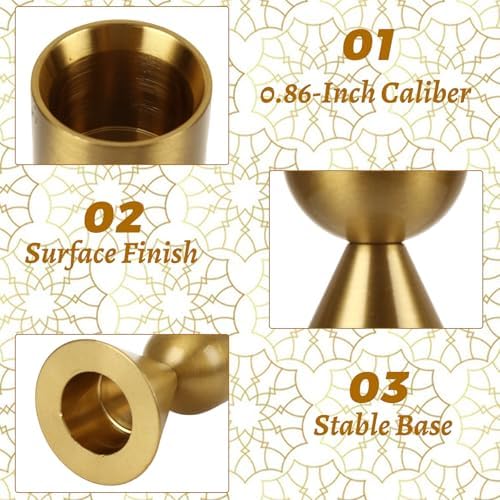 ASelected 12 PCS Gold Taper Candle Holder, 4x4x7cm Gold Candlestick Holders, Iron Small Golden Candle Holders for Table Decor, Wedding Reception, Festive Christmas Mantel Decoration - Image 3