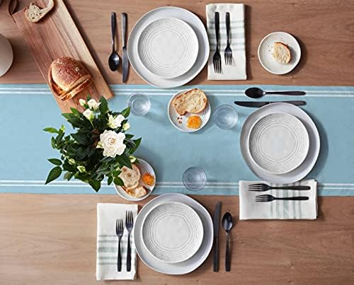 Smile Sunflower Baby Blue Table Runner, Burlap Table Runners 120 inches Long,Farmhouse Style Solid Color Table Runner for Wedding Holiday Party Dinner,Dresser Scarf Decor - Image 3