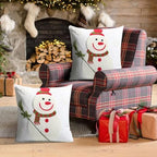 Set of 2 Christmas Throw Pillow Covers Embroidery Farmhouse Decorations Holiday Decor Throw Cushion Case for Winter Home Couch (Snowman) - Image 4