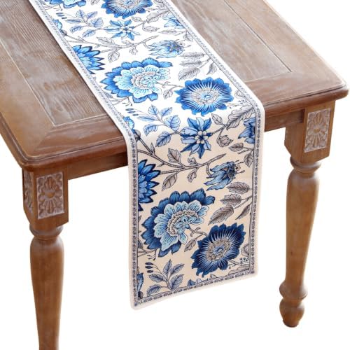 ISAENNE Designer French Linen Long Table Runner,102"x12"-Blanch by Isaennehomedecoration
