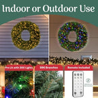 Elf Stor Indoor/Outdoor Prelit Extra Large Christmas Wreath, Green, 60” - Image 3