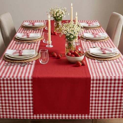 Solino Home 100% Pure Linen Table Runner Red Extra Long, Fete 14 x 132 in - Image 4