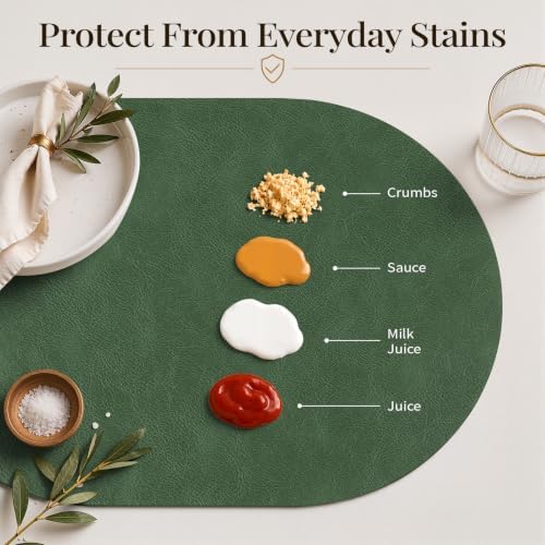Homaxy Oval Heat Resistant Placemats Set of 6, Forest Green - Image 3