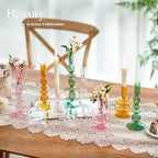 Hewory Green Taper Candle Holders Set, 3 PCS Glass Candlestick Holders - Image 4