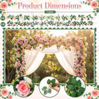 Suncalla 8 Pack 6.56Ft Artificial Rose Flower Garland Silk Flocked Pink and White Rose Garland Faux Eucalyptus Flower Vine for Wedding Party Table Centerpiece Arch Background Decoration(Eucalyptus) - Image 2