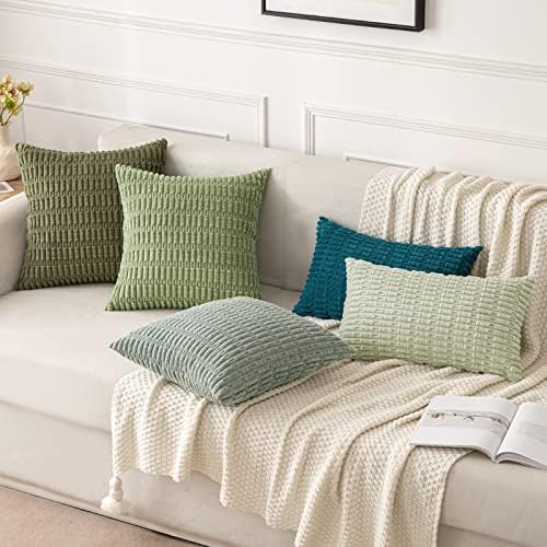 MIULEE Euro Sham Corduroy Decorative Throw Pillow Covers 24x24 Olive Green - Image 5