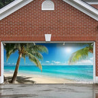 6x13 FT Tropical Beach Garage Door Banner - Palm Tree & Ocean Backdrop, Large Indoor Outdoor Garage Door Cover, Summer Vacation Theme Decoration for Home, Yard Luau Party by FOREVERQUEEN