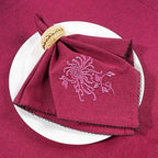 Luxury Embroidered Cloth Napkins – Pink Stitch, Set of 6, 18x18 | Blush Pink Dinner Napkins with Floral Embroidery | Elegant Cotton Blend Table Linens for Weddings, Bridal Showers, Easter - Image 3
