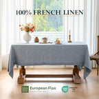 Linen World Yarn-Dyed Linen Tablecloth 90x132inch, Denim Look Table Cover, 100% French Linen Chambray Blue, Soft & Breathable Natural Flax, Washed Table Cloth for Dining & Everyday Use - Image 3