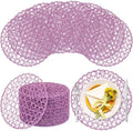 Threehoney Paper Braided Round Placemats, Set of 24, Purple, 13 in by Threehoney