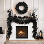 N&T NIETING 9FT Black Garland Artificial Norfolk Pine Garland Real Touch Halloween Garlands Faux Garland for Table Mantle Holiday Fireplace Indoor Outdoor Christmas Gothic Stairs Decorations - Image 2