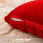 Faux Fur Decorative Throw Pillow Covers 20x20 Set of 2, Red - Image 6