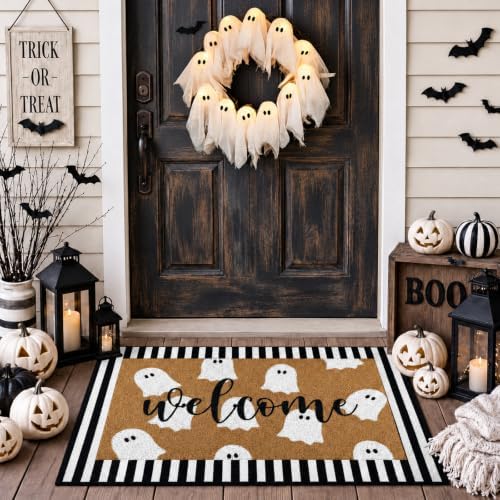 Tinideya 2 Pcs Halloween Door Mat Outdoor Layered Ghost Welcome Mat by Tinideya