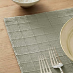ZeeMart Artisanal Grid Decorative Linen Placemats Set of 6, Seeding Green - Image 2