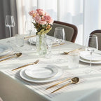 Placemats Set of 12 Vinyl/Plastic Woven Place Mats for Kitchen Table Indoor/Outdoor Washable Placemat Wipeable Dining Table Mats (White Stripes,12) - Image 6