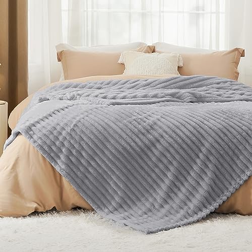 Bedsure Soft King Size Blankets for Bed Light Grey 108"x90" - Image 2