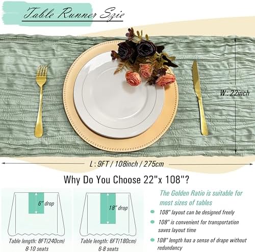 16 Pack Sage Green Cheesecloth Table Runner Rustic Gauze 22 x 108 inch Cheese Cloth Table Runners for Wedding Bridal Shower Birthday Party Table Runner Thanksgiving Christmas Decor - Image 2