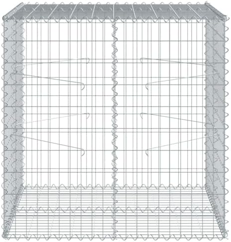 vidaXL Gabion Basket with Cover 39.4"x39.4"x39.4" Galvanized Iron - Image 5