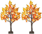 24 Inch Fall Lighted Maple Tree, 2FT Fall Tree with 36 LEDs, 6 Acorns, Timer Battery Operated, Thanksgiving Decorations Table Lights Tree for Autumn Wedding Party Gift Harvest Home by TiYiViRi
