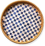 JUNGLE CULTURE Round Rattan Tray with Mother of Pearl Inlay • Drift 14" by JungleCulture