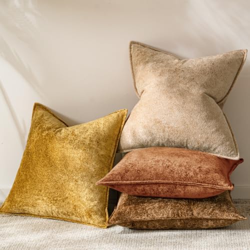 a moment Throw Pillow Covers 24X24 Inch 4 Packs,Soft Velvet Decorative Pillow Cases with 3D Ice Flower,Texture Modern Accent Cushion Covers for Sofa Couch Home Decor Maple Dusk - Image 5