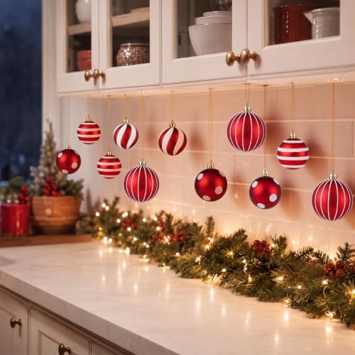 Thenshop 18 Pcs Christmas Window Decorations Xmas Hanging Ball Ornament Kit - Image 6