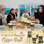 Domensi 100 Pack Eid Mubarak Paper Cups Gold Foil Disposable, Black - Image 5
