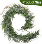 6ft Real Touch Norfolk Pine Christmas Garland with Eucalyptus - Image 6
