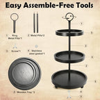 SYNCVIBE Wooden Farmhouse Round Black 3 Tiered Decorative Tray Stand - Image 6