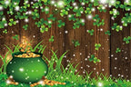 St Patricks Day Backdrop Ireland Green Shamrocks Gold Coins Decorations Background Brown Wooden Board Irish Clover Baby Shower Background Birthday Party Banner Studio Props 7x7ft by Pnylzzyxh