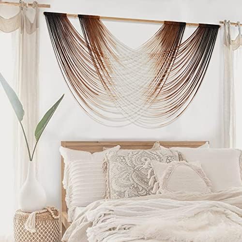 Macrame Wall Hanging Brown Dip Dyed Boho Fiber Art Decor 57"W*35"L - Image 2