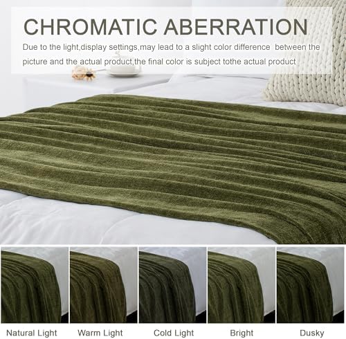 Chenille Throw Blanket for Couch 50" x 60", Olive Green - Image 2