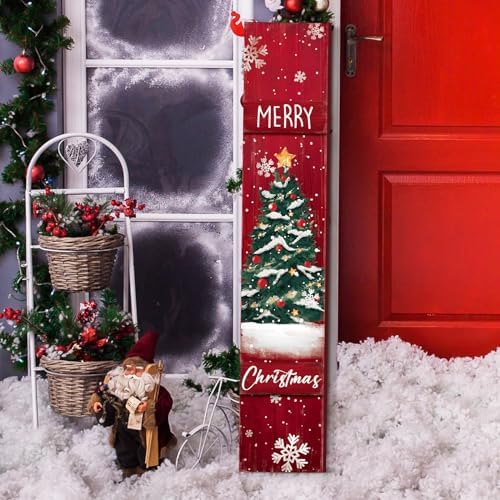 Merry Christmas Porch Sign Vertical Xmas Wooden Door Decor, 47" H - Image 4