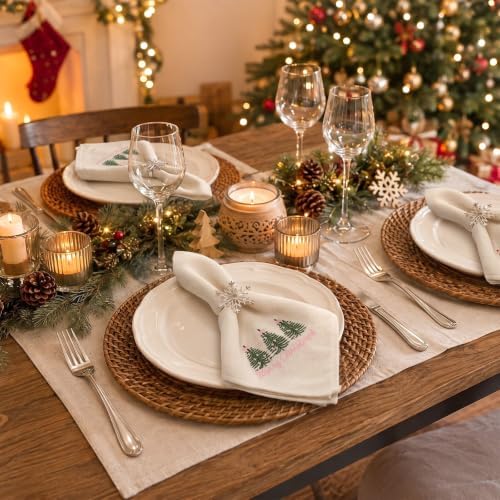 6 Pcs Coquette Merry Christmas Cloth Napkins Xmas Linen Dinner Napkins - Image 4