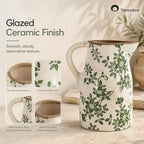 Tuscan Ceramic Vase for Home Decor,Green and Beige Pitcher Vases for Flower - Image 5