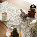 Table Runner Embroidered Boho Lace Dresser Scarf, Gray 14"x75" - Image 4